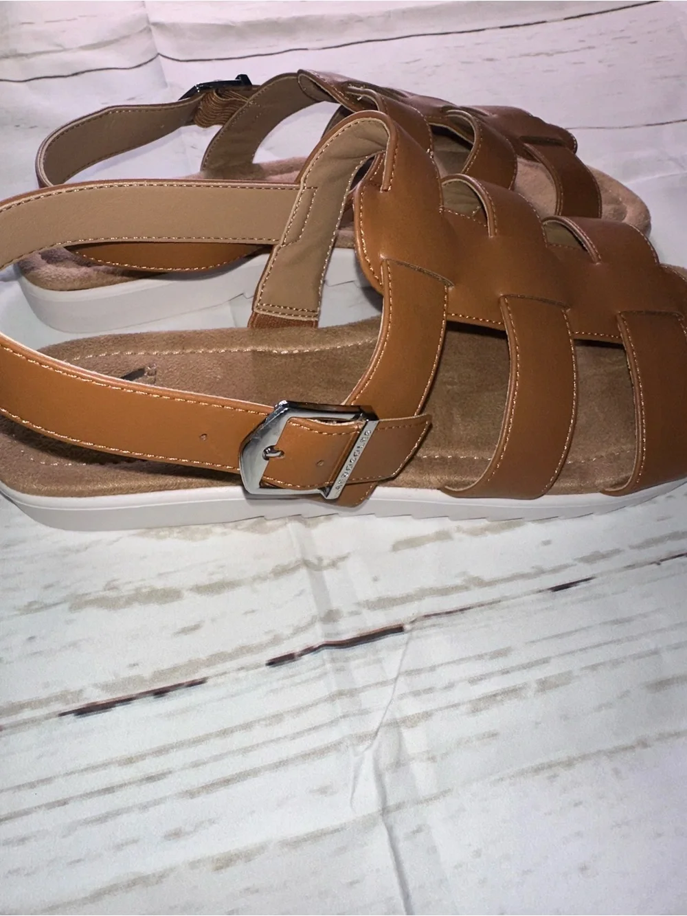 AEROSOLES Tan Strappy Sandals with White Outsole size 12 M