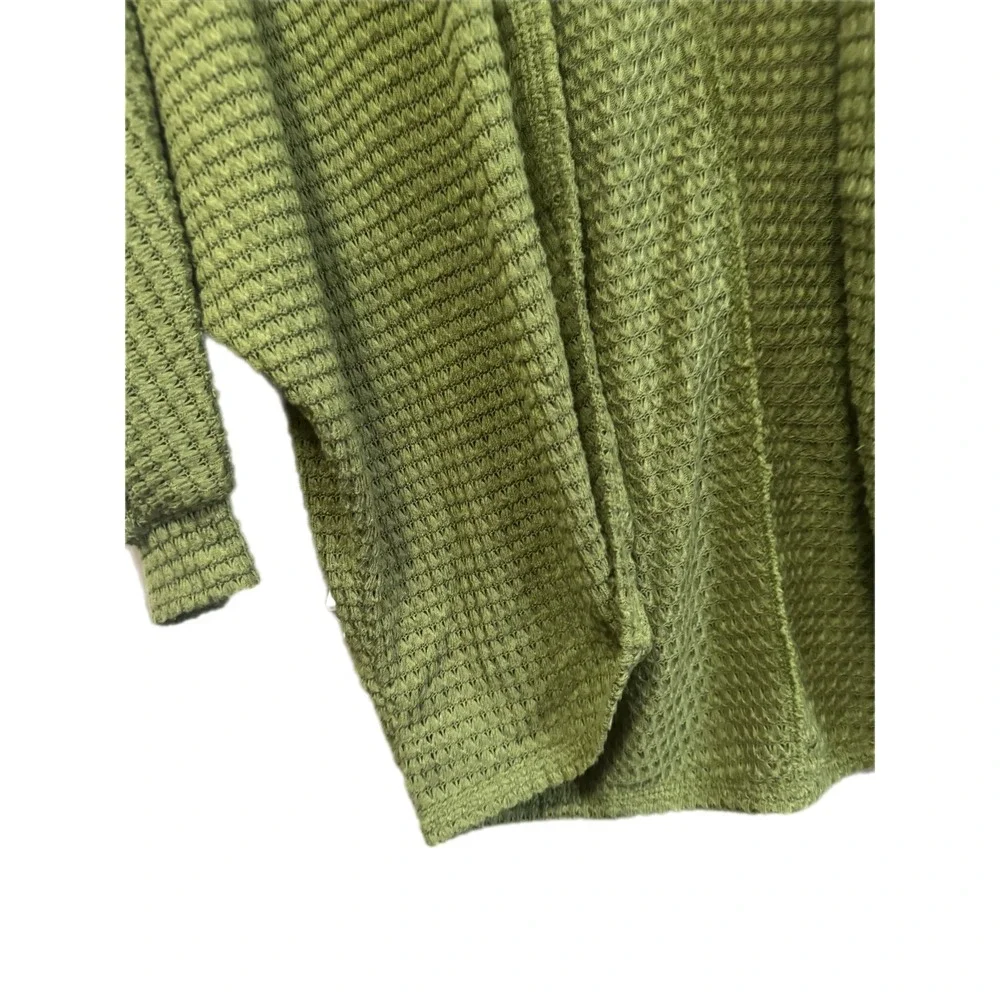 Culture Code Cardigan Women Medium Green Excellent Waffle Knit Batwing CHT11804L