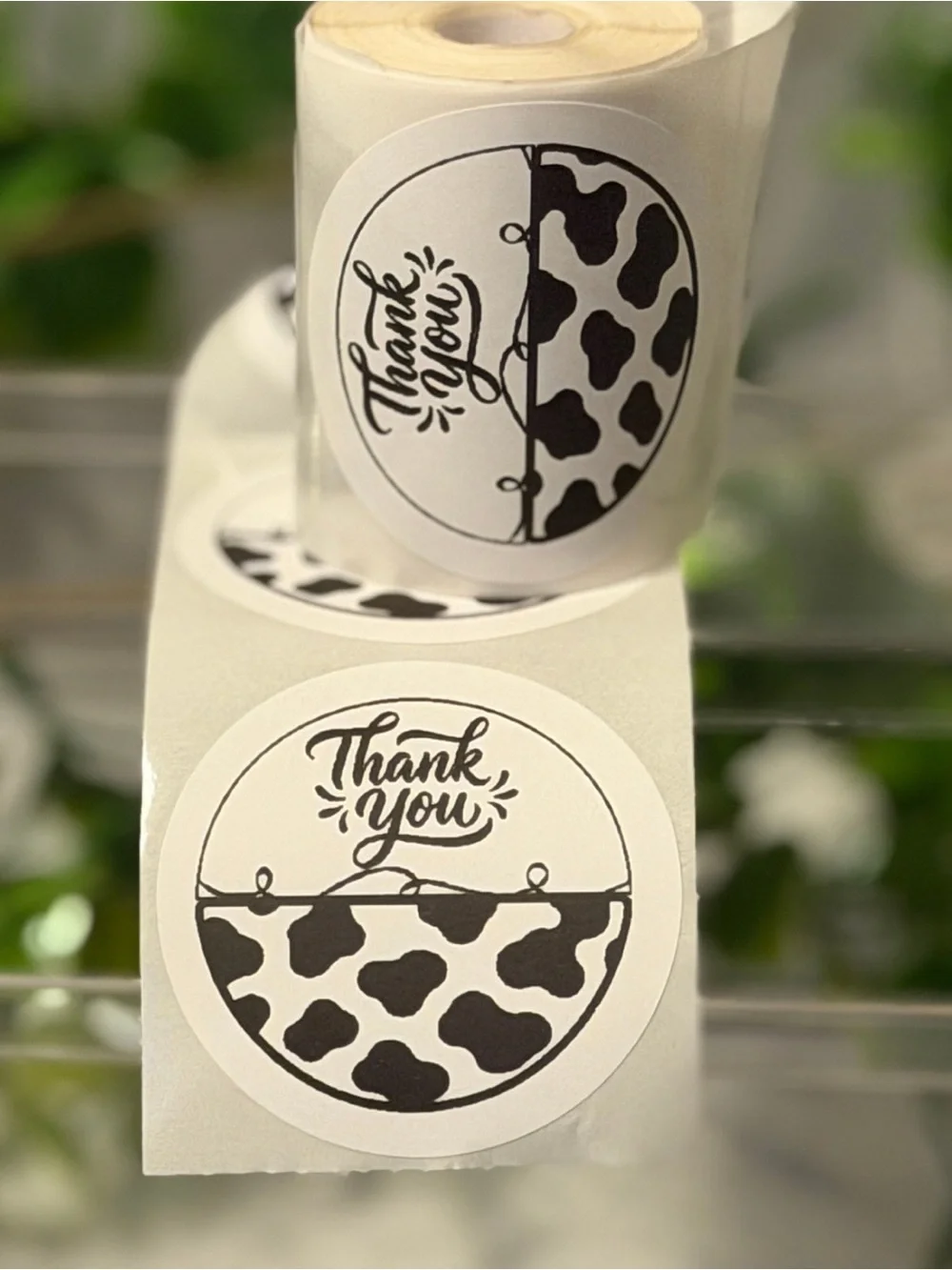 Cow Print Thank You Stickers 2” Round 200 Pack Cute Small Business Labels