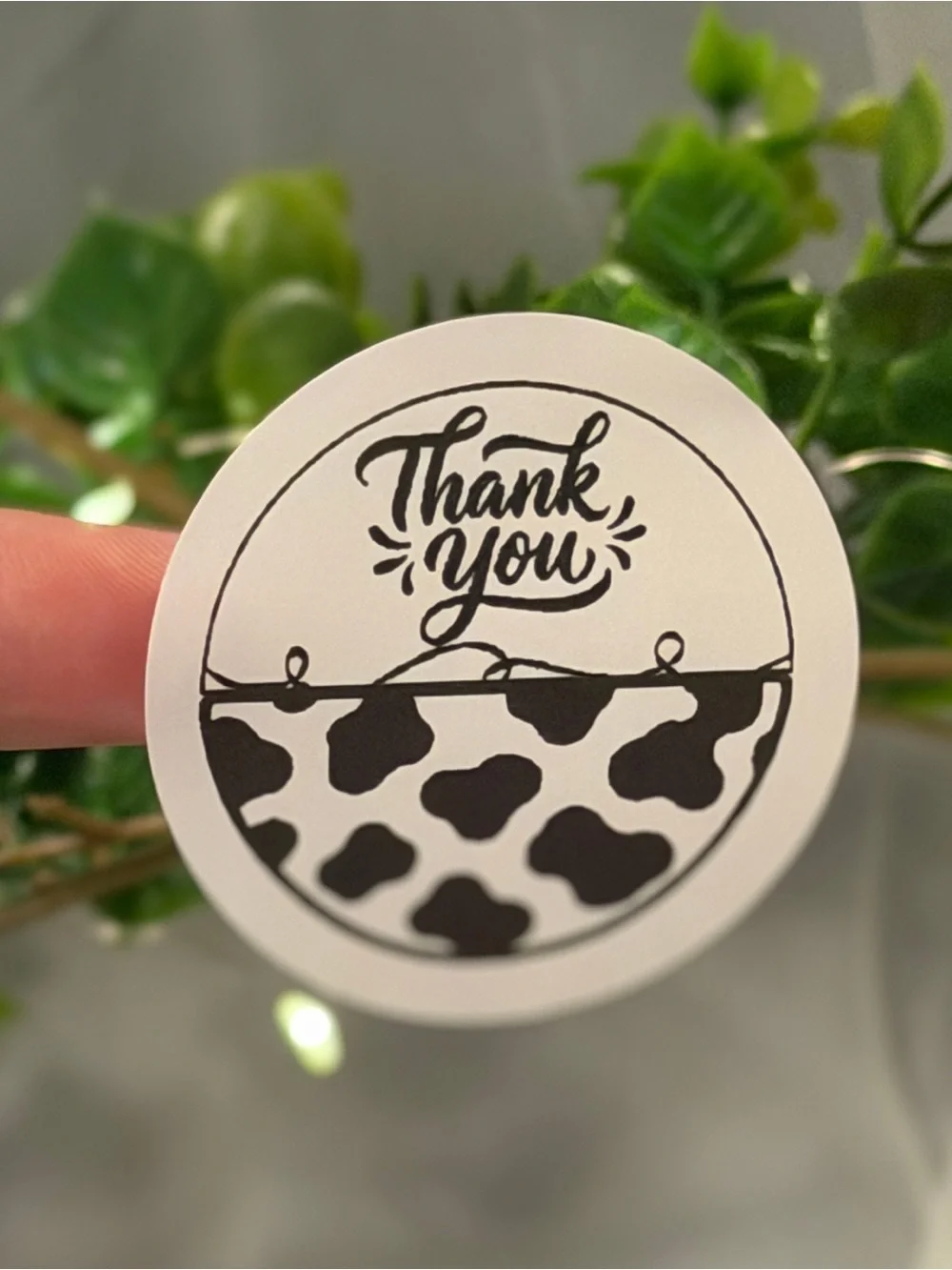 Cow Print Thank You Stickers 2” Round 200 Pack Cute Small Business Labels