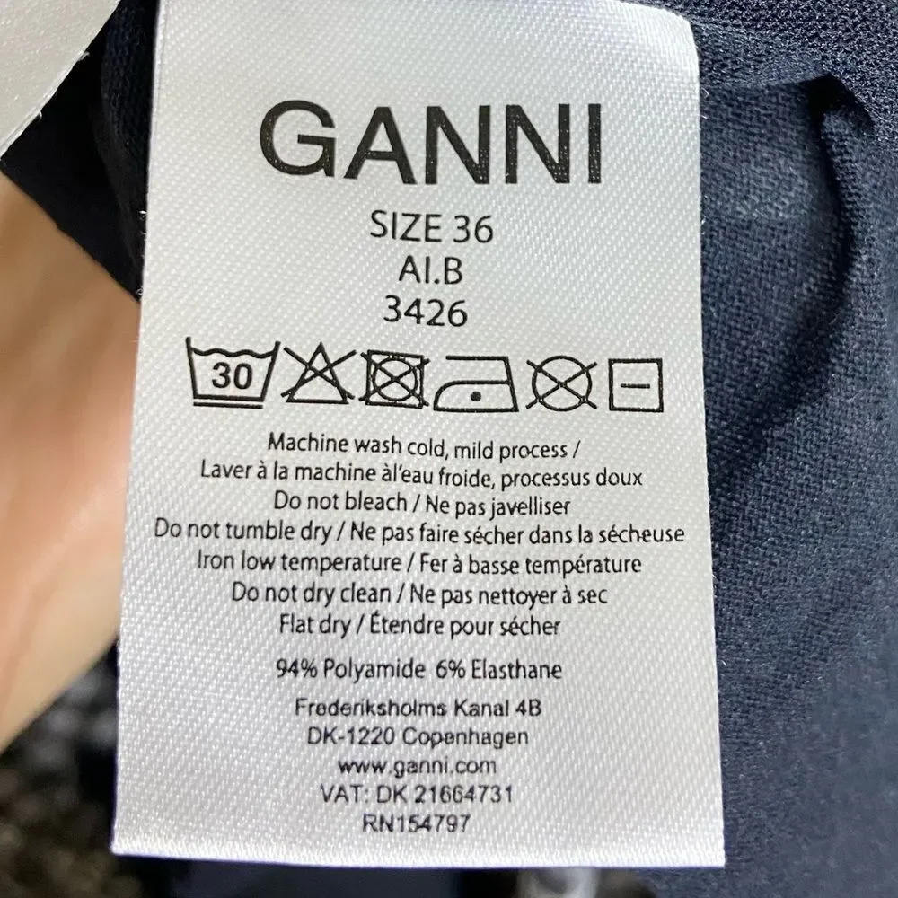 Ganni Gingham Mini Black White Dress Checkered Ruffled Size 4