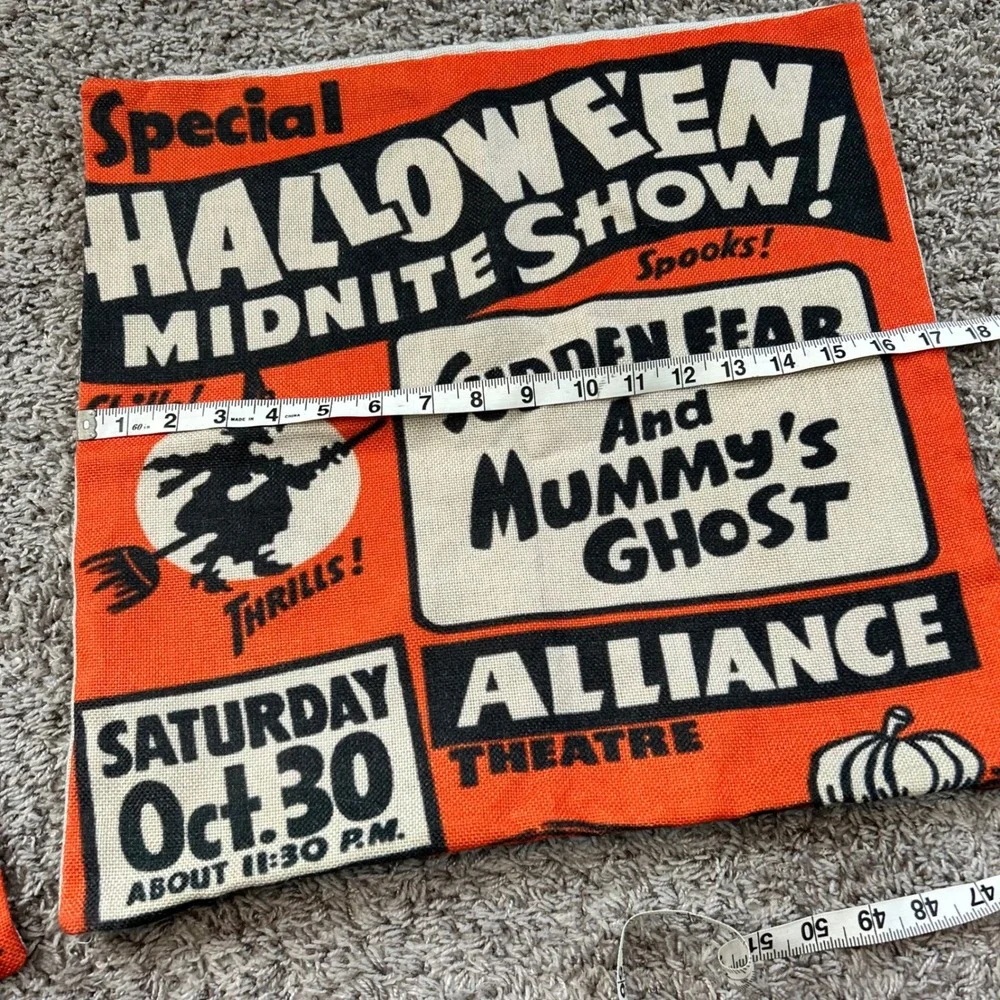 Halloween Show Pillow Covers‎ Orange Black Witch Mummy Ghost Spooky Set