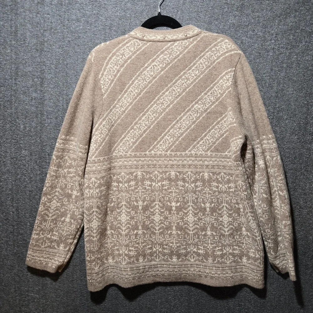 Pendleton Women's 100%‎ Lambswool Full Zip Lined Sweater Jacket Tan Large Nordic