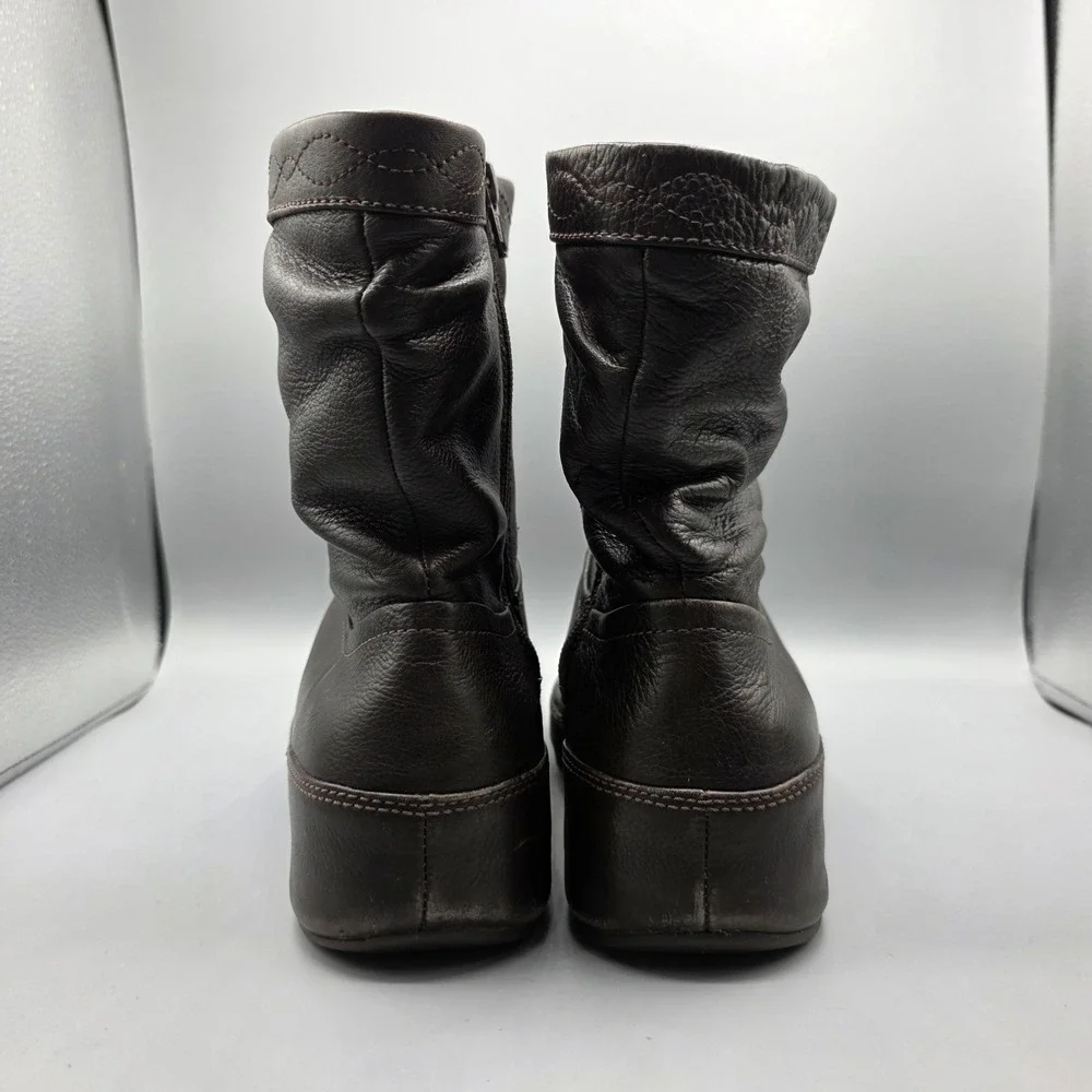 Fitflop Crush‎ Boots Womens 8 Brown Leather  Platform Comfort Shoes Slouchy Zip