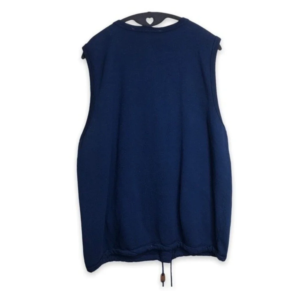 Vintage NWT Stan Sport Button Front Drawstring Bottom Navy Vest Women Medium