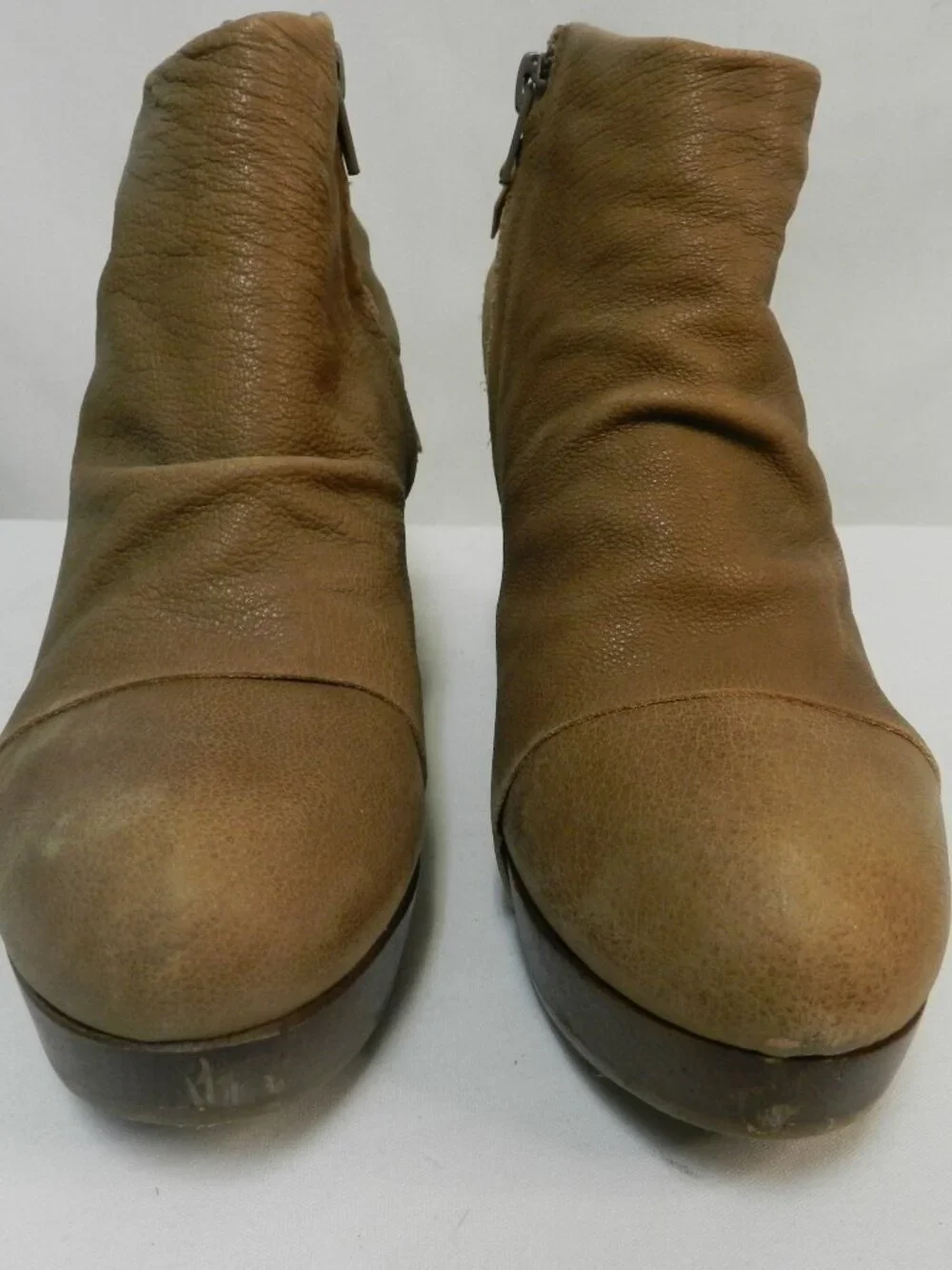 Coclico Ndakinna Leather Wood Clog ankle Boots Booties brown zip Size Sz 39 US 8