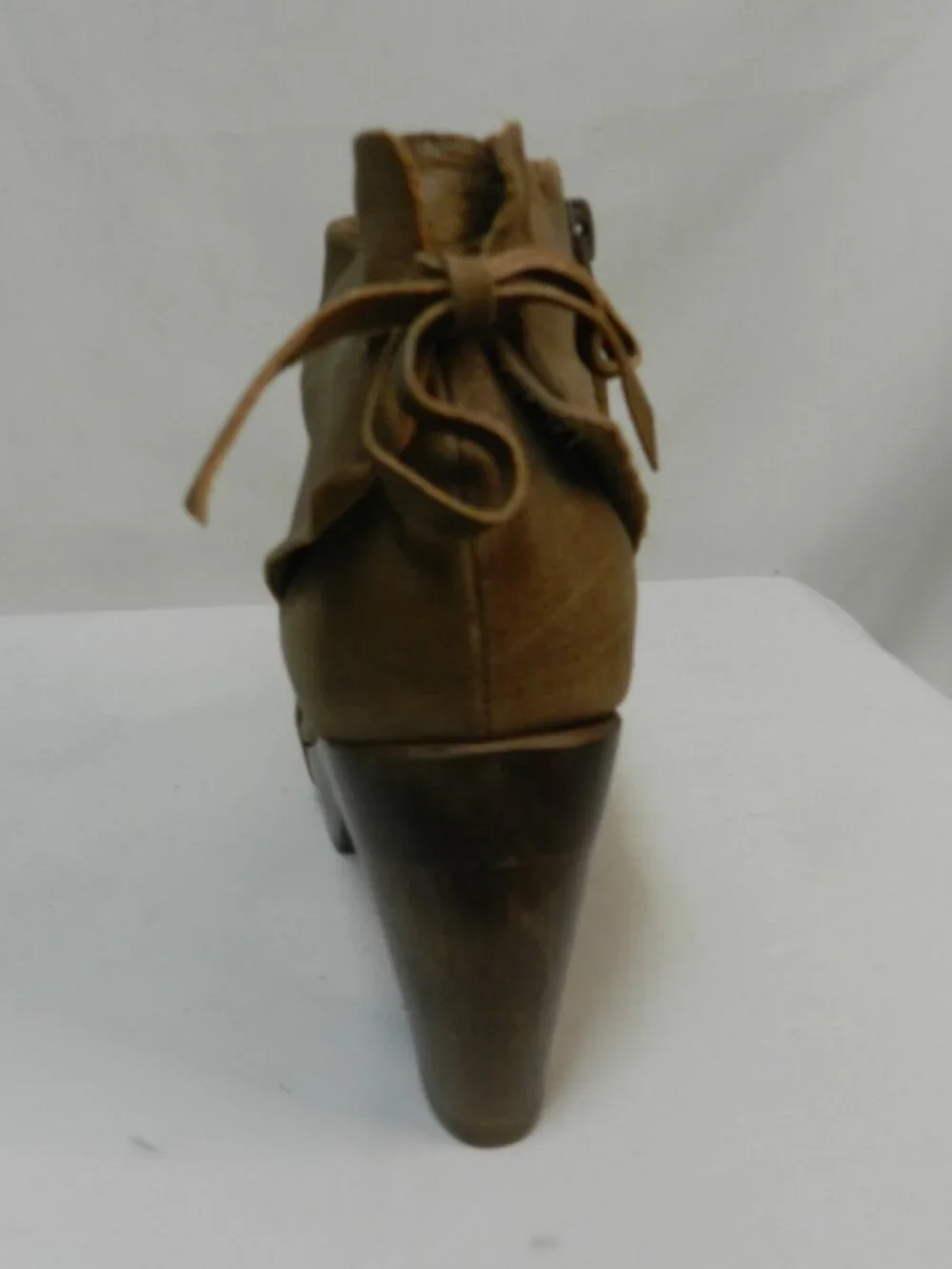 Coclico Ndakinna Leather Wood Clog ankle Boots Booties brown zip Size Sz 39 US 8