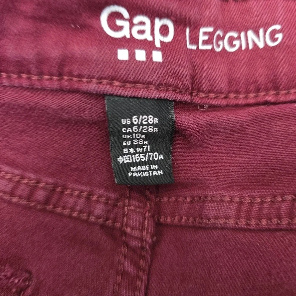 GAP Legging Womens Size 6/28R Straight Stretch‎ Denim Ruby Wine