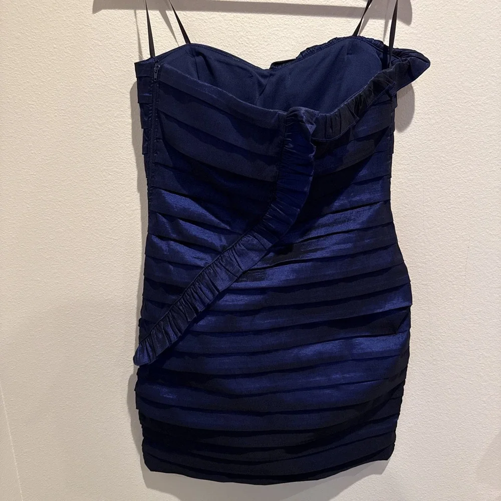 Y2K City Triangles Navy Blue‎ Ruffled Bandage Mini Dress Size 13
