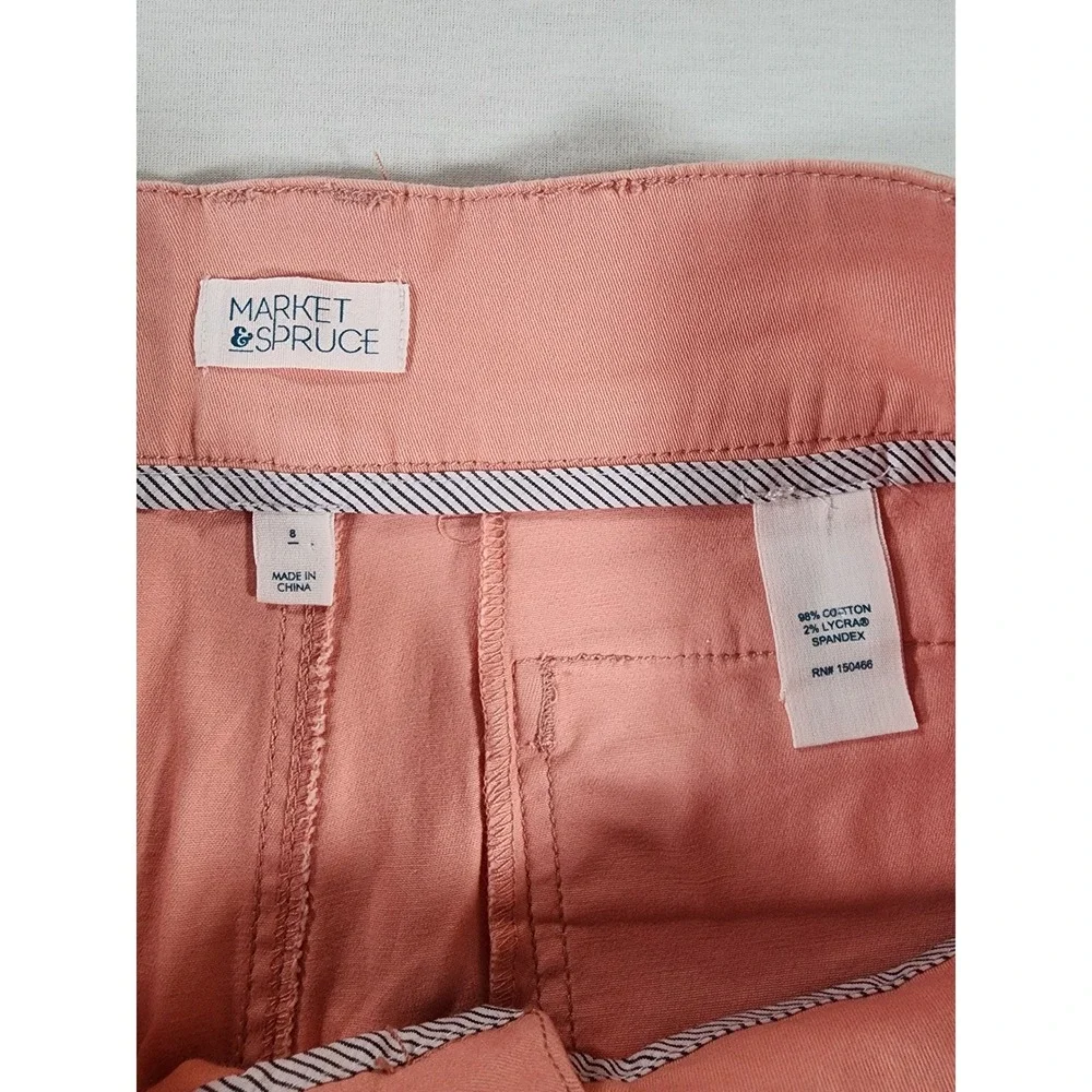 Market & Spruce Cargo Shorts Womens 8 Casual Pink Cotton Blend Stretch Utility