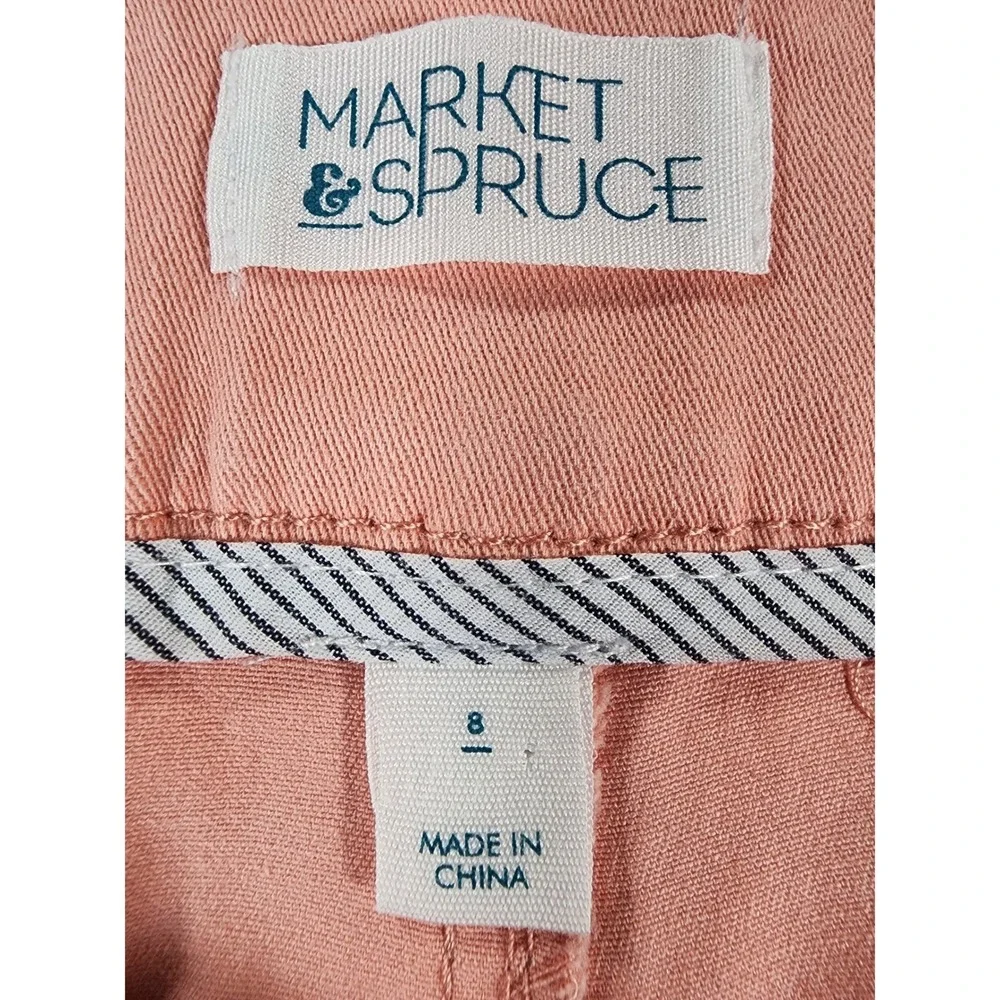 Market & Spruce Cargo Shorts Womens 8 Casual Pink Cotton Blend Stretch Utility
