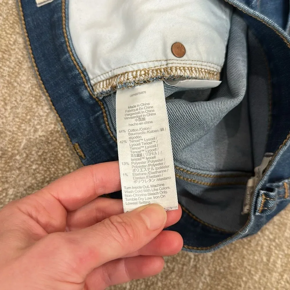 Madewell High Rise Blue Jeans Denim Raw Hem Stretch Shorts Women Size 26