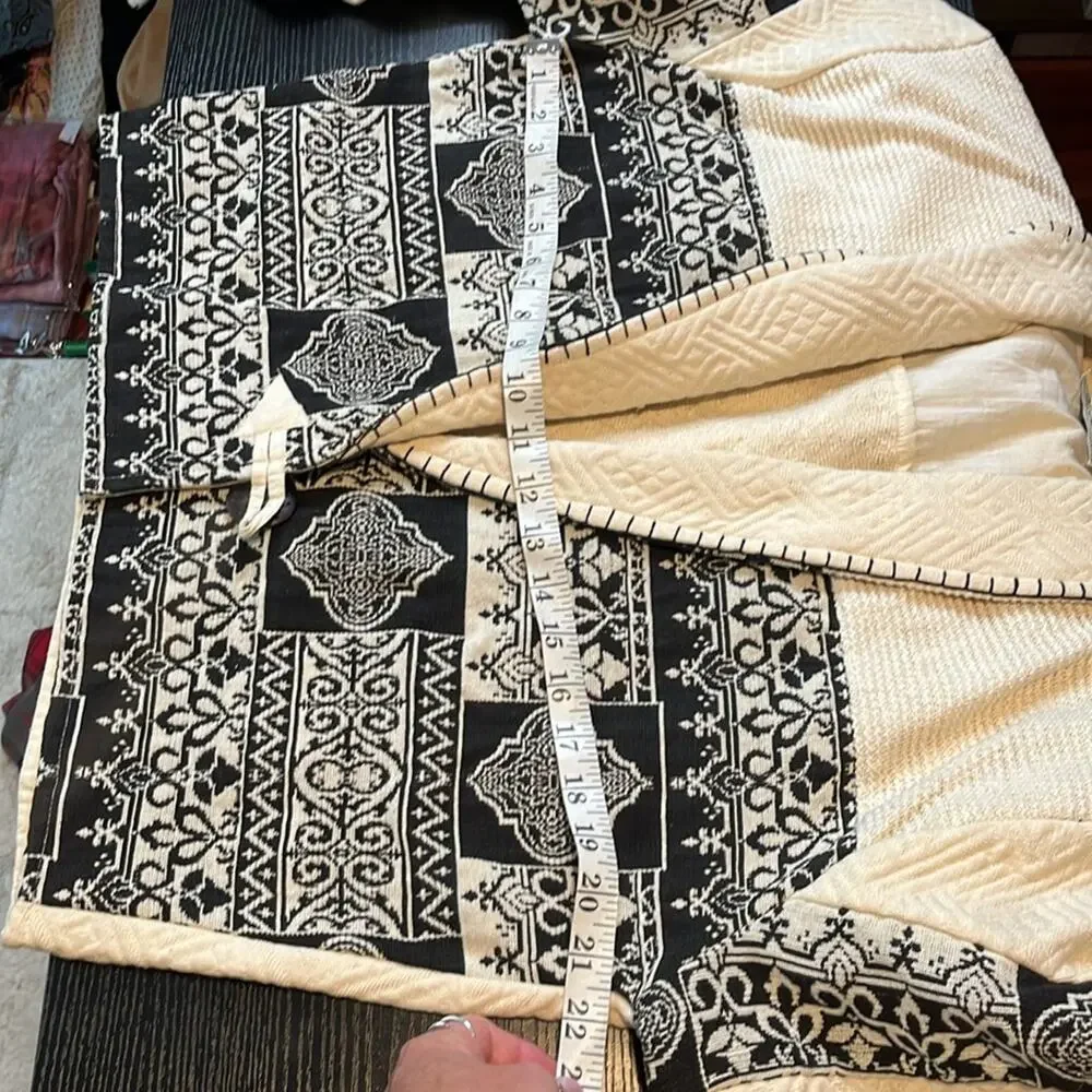 Vintage Y2K Boho Black and Cream Patterned Jacket