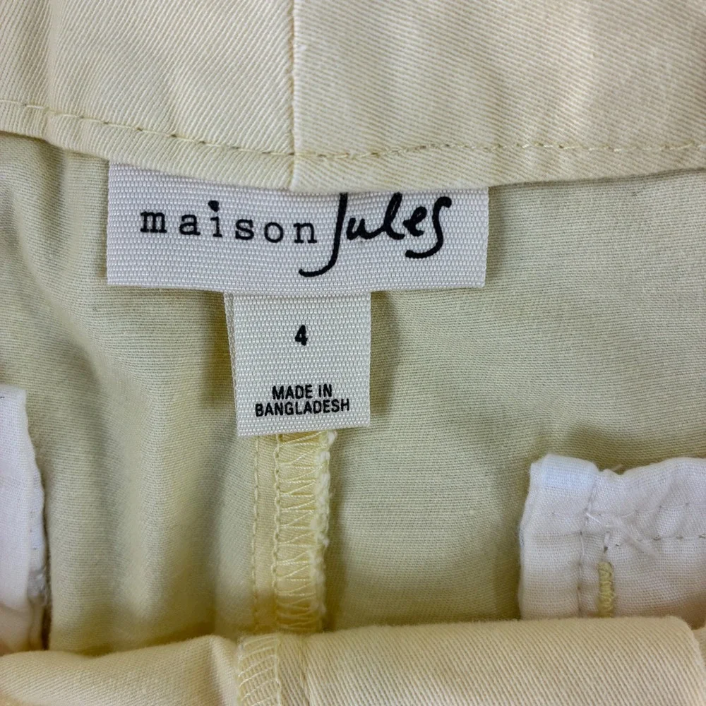 Maison Jules Womens Size‎ 4 Butter Yellow Casual Chino Shorts Cotton Blend