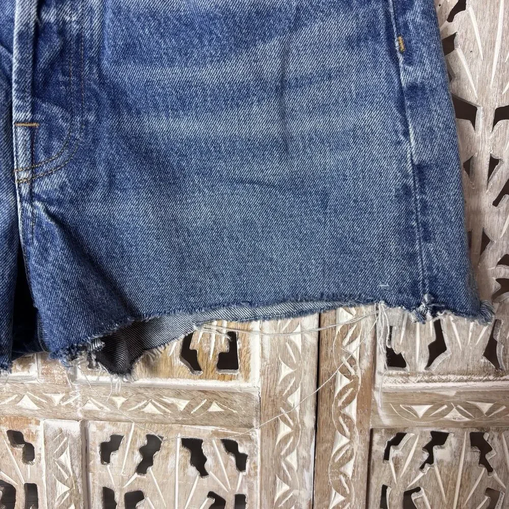 AGOLDE Parker High Waist Distressed Denim Cut Off Shorts Med Wash Blue Size 25