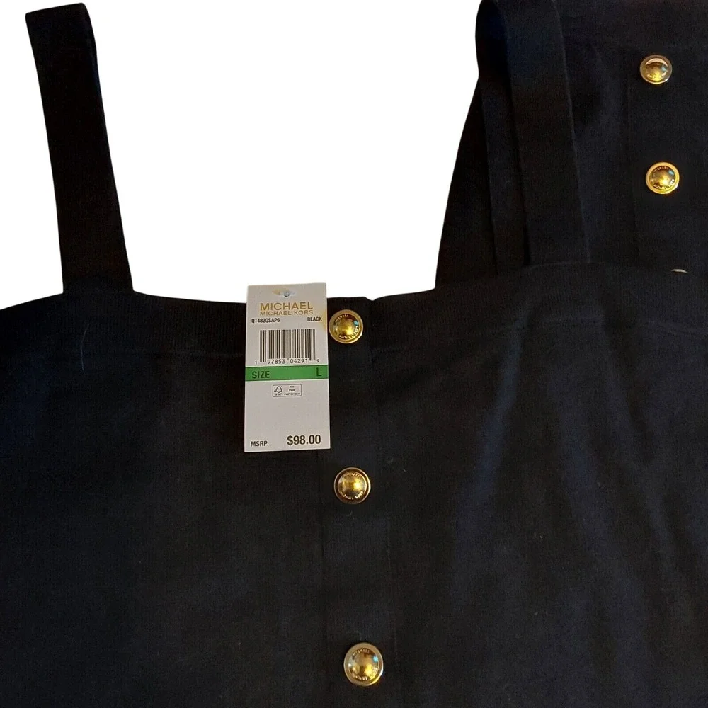 Womens Michael Kors Black 2 Piece Set Sweater Tank &‎ Skirt Size Large NWT $98
