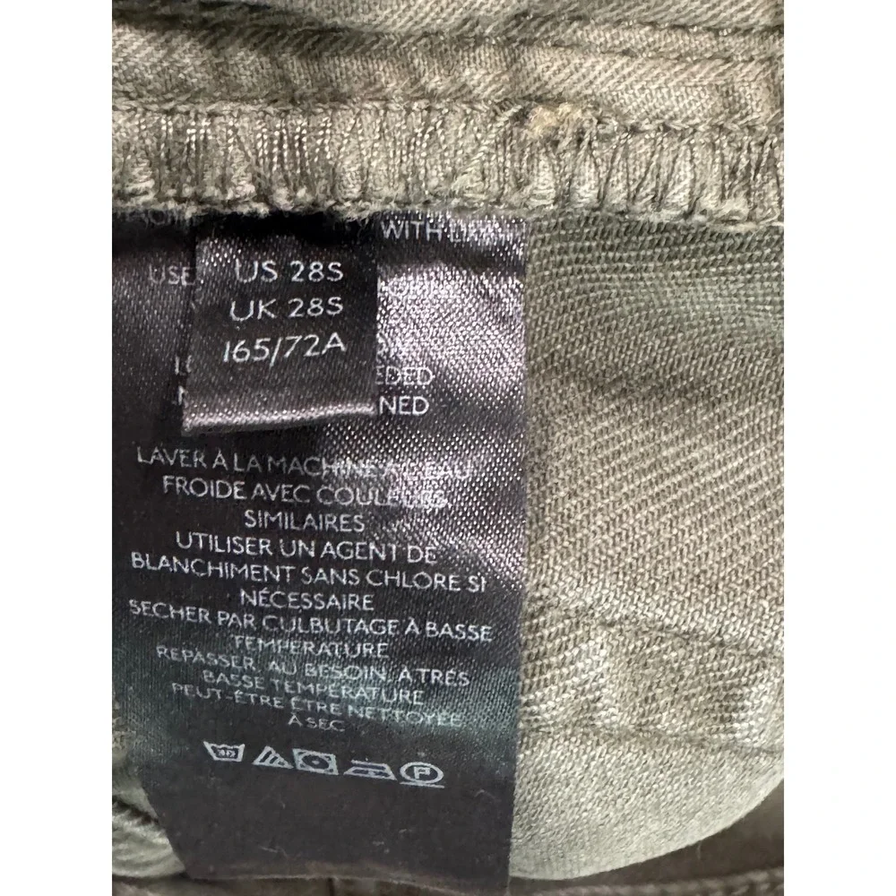 We The Free Free People Olive Green Denim Cut Off Shorts Button Fly Size 28S