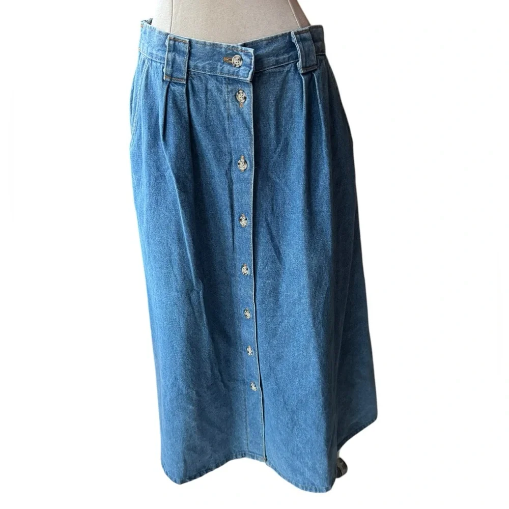 Y2K‎ Liz Claiborne Lizwear Front Button Down Denim Skirt w/Hip Pockets