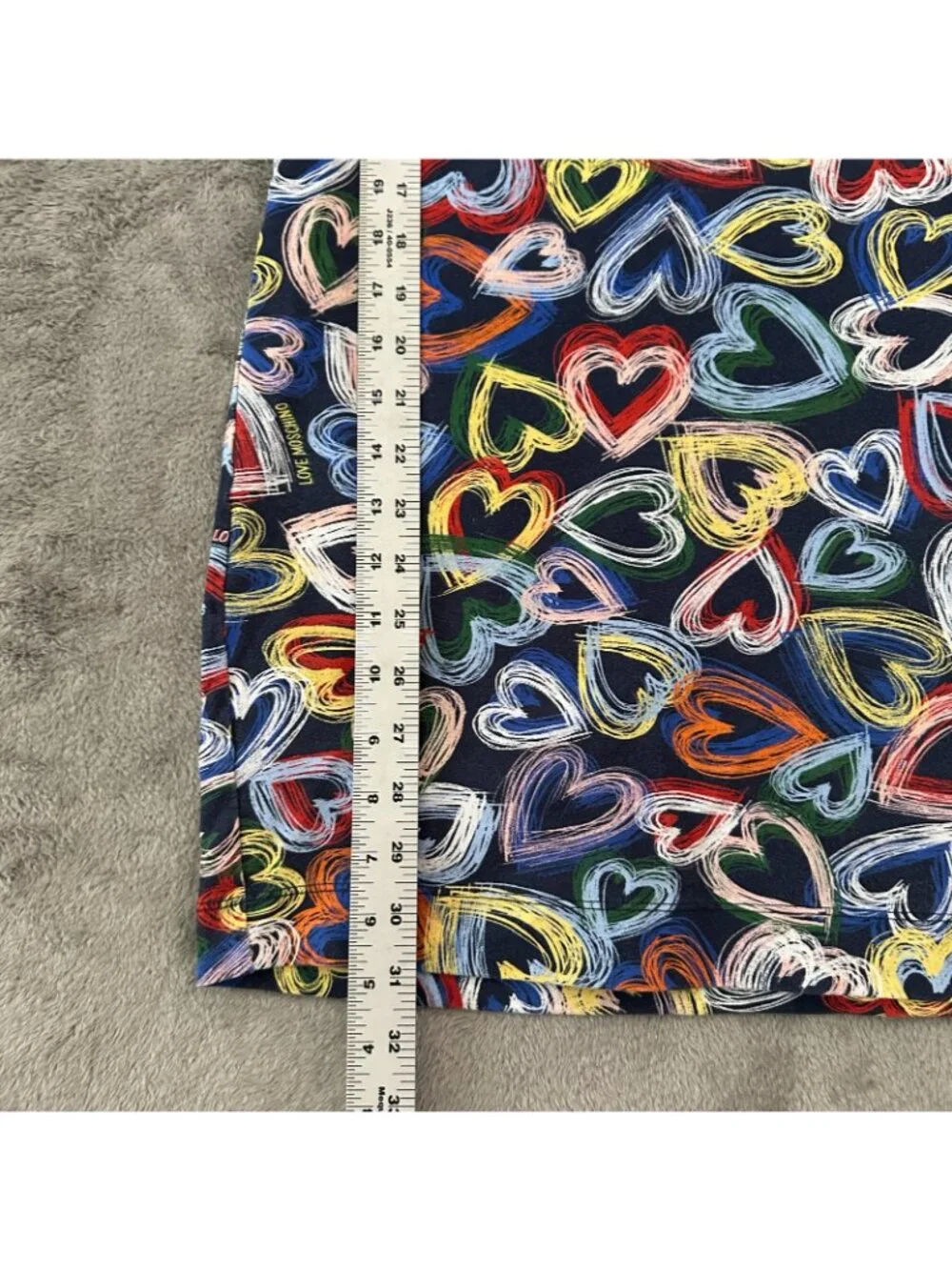 Love Moschino Multi Heart Tee Shirt Mini Dress Short Sleeve Womens size 2