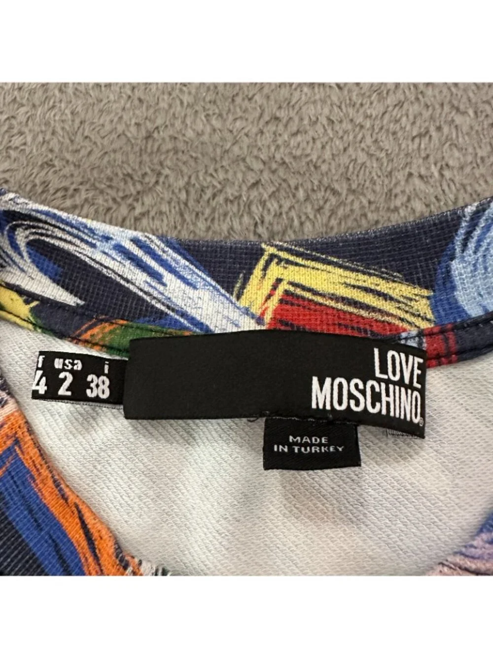 Love Moschino Multi Heart Tee Shirt Mini Dress Short Sleeve Womens size 2