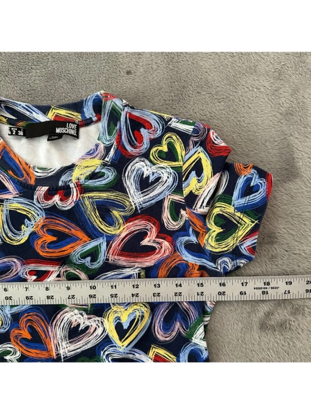 Love Moschino Multi Heart Tee Shirt Mini Dress Short Sleeve Womens size 2