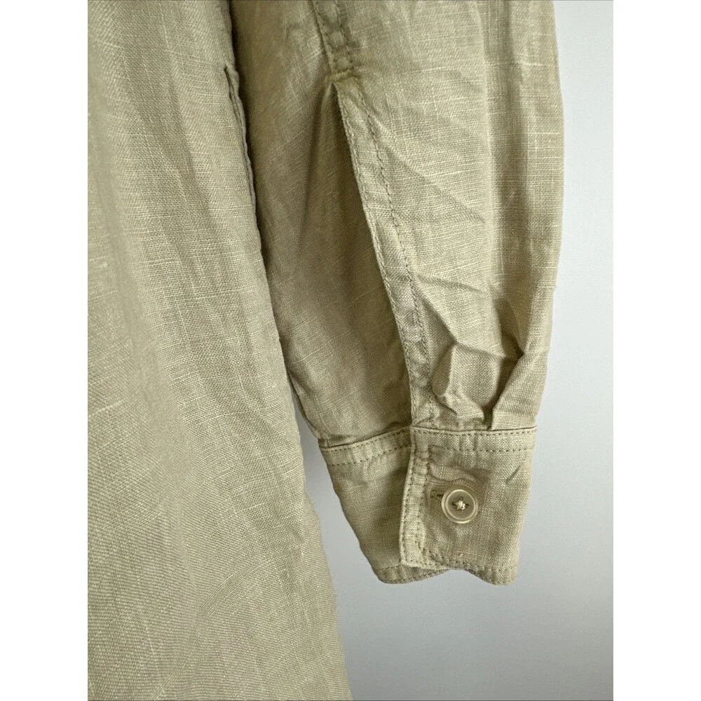 Michael Stars Eleanor Utility Shirt‎ Dress Linen Roll Tab Sleeves Natural Tan XS