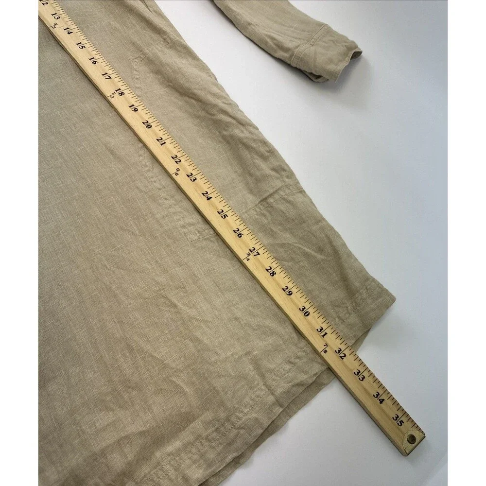 Michael Stars Eleanor Utility Shirt‎ Dress Linen Roll Tab Sleeves Natural Tan XS