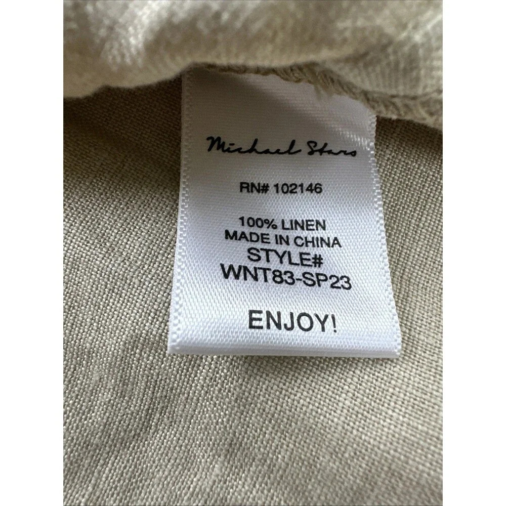 Michael Stars Eleanor Utility Shirt‎ Dress Linen Roll Tab Sleeves Natural Tan XS