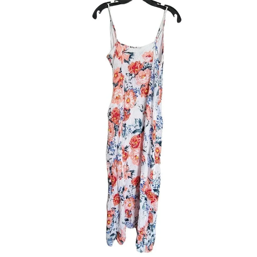 MinkPink White Little Blooms Floral Semi Wrap V Neck Maxi Slit Sun Dress Medium