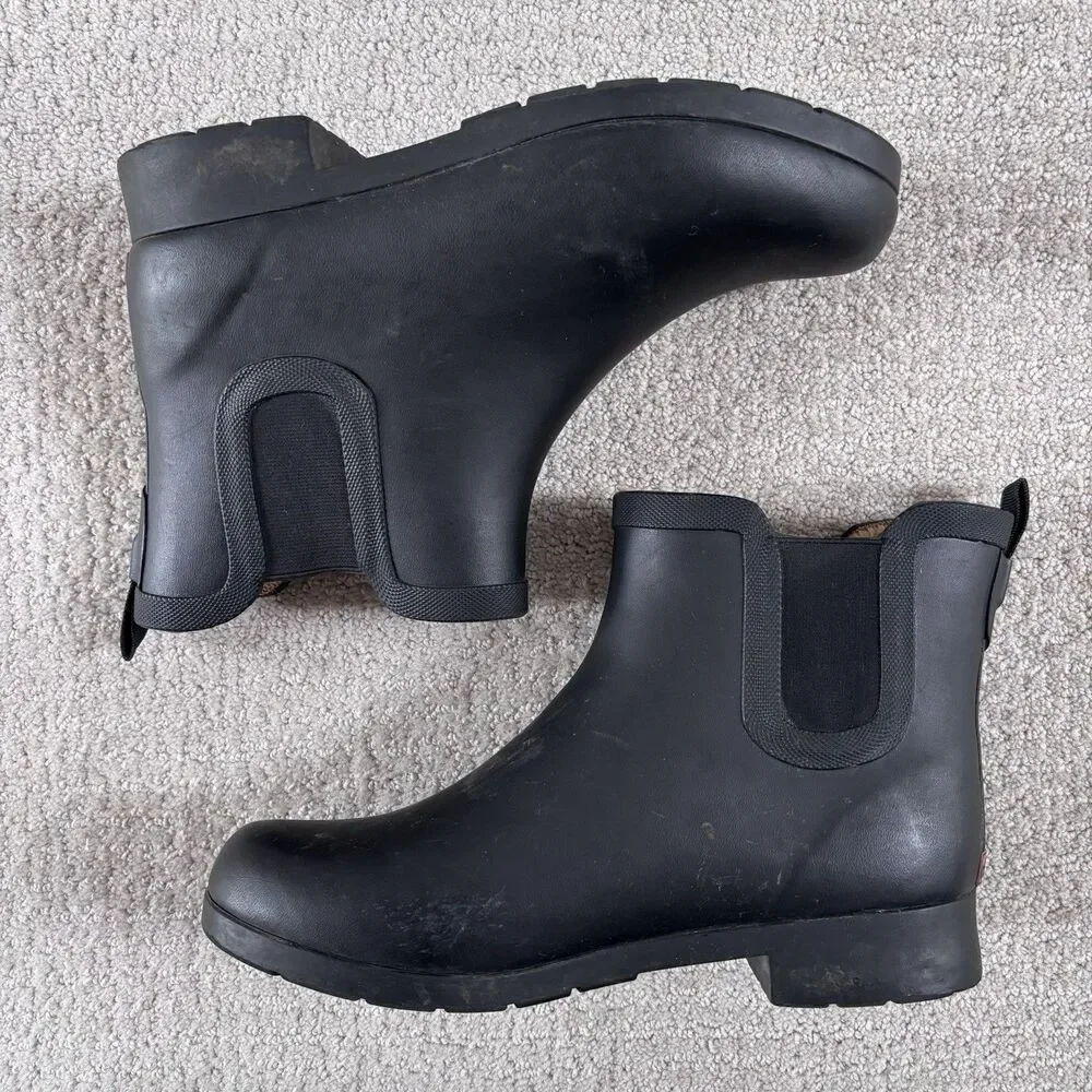 Chooka Women’s Size 9 Waterproof Black Chelsea Rain Boot Plush Lined Faux Fur