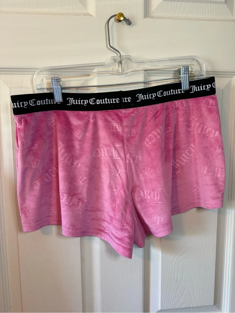 Juicy Couture Pink Velour Sleep Shorts Branded Waistband Size Large