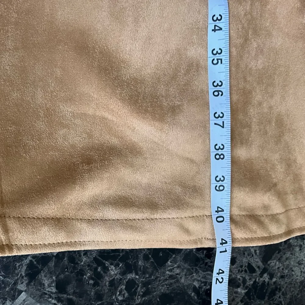OOKIE & LALA Women's Faux Suede Trench Coat Tan Small