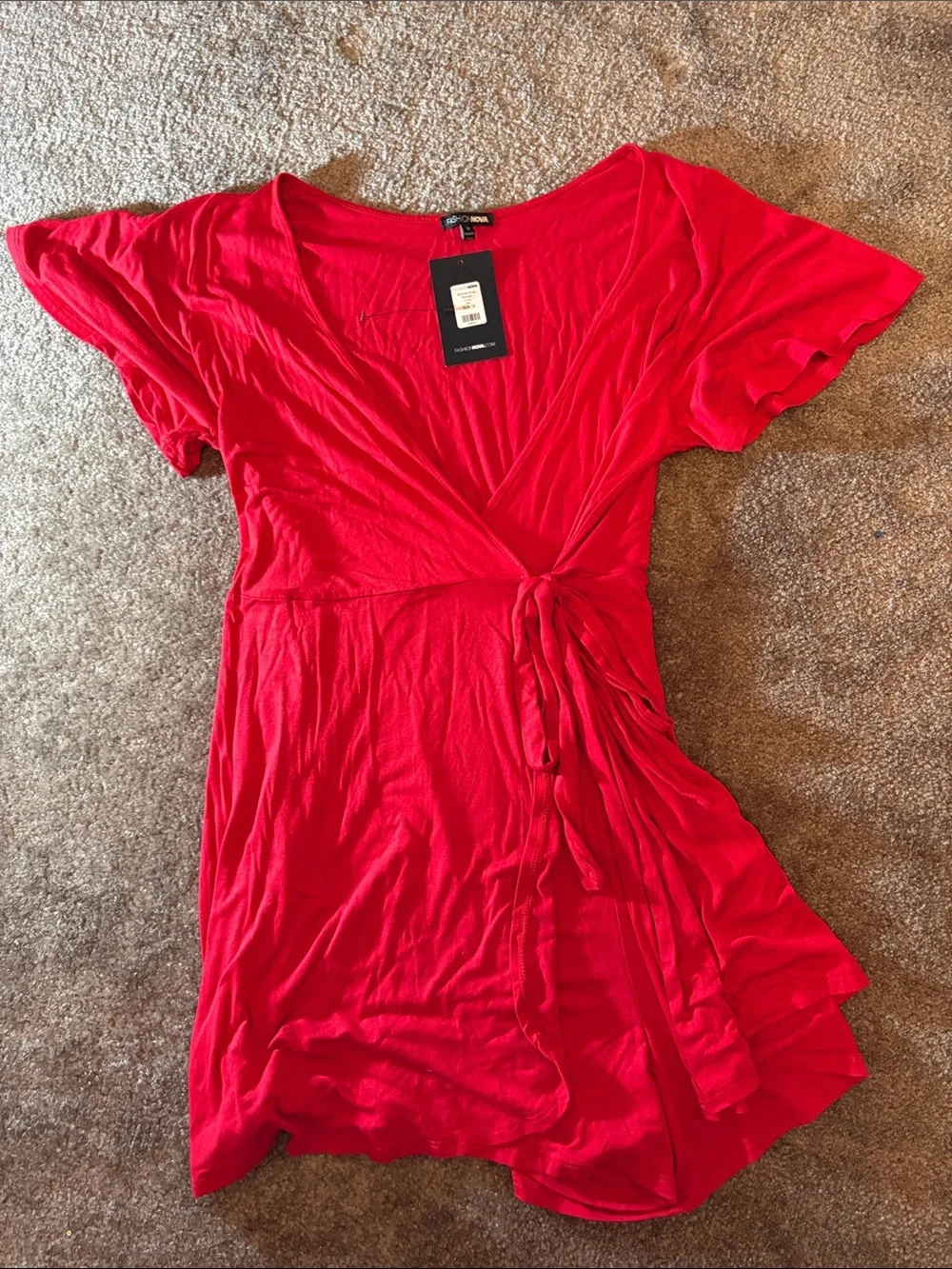 Fashion Nova Rhonda red wrap v neck romper