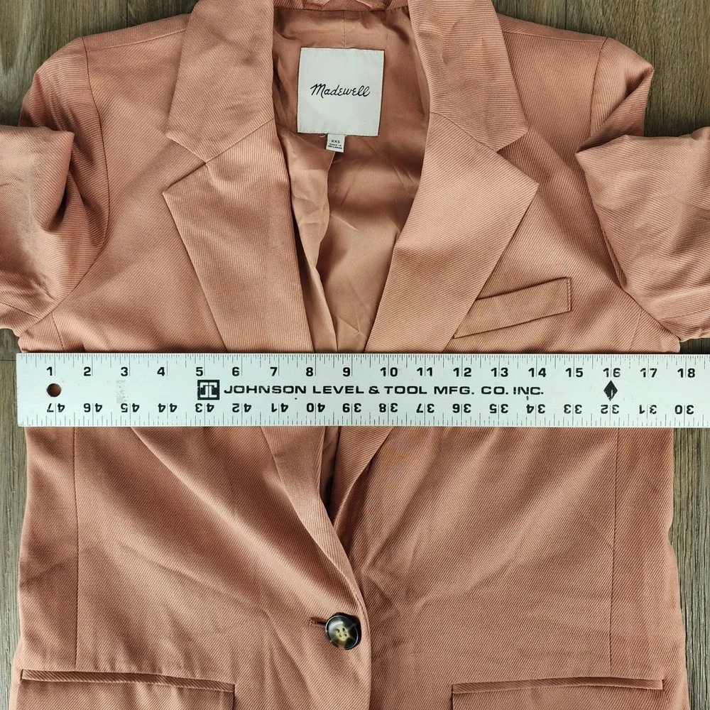 Madewell Rosy Pink Linen Blend Blazer Womens XXS Single‎ Button Lapel Collar