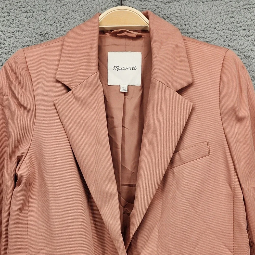 Madewell Rosy Pink Linen Blend Blazer Womens XXS Single‎ Button Lapel Collar