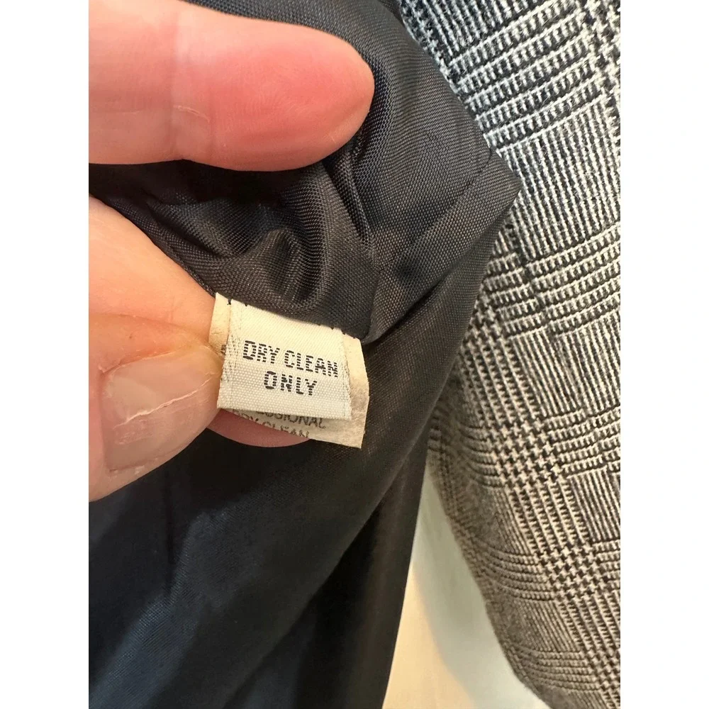 Alfred Dunner Vintage‎ Plaid Blazer Velvet Collar Grey Black Wool Blend Petite 6