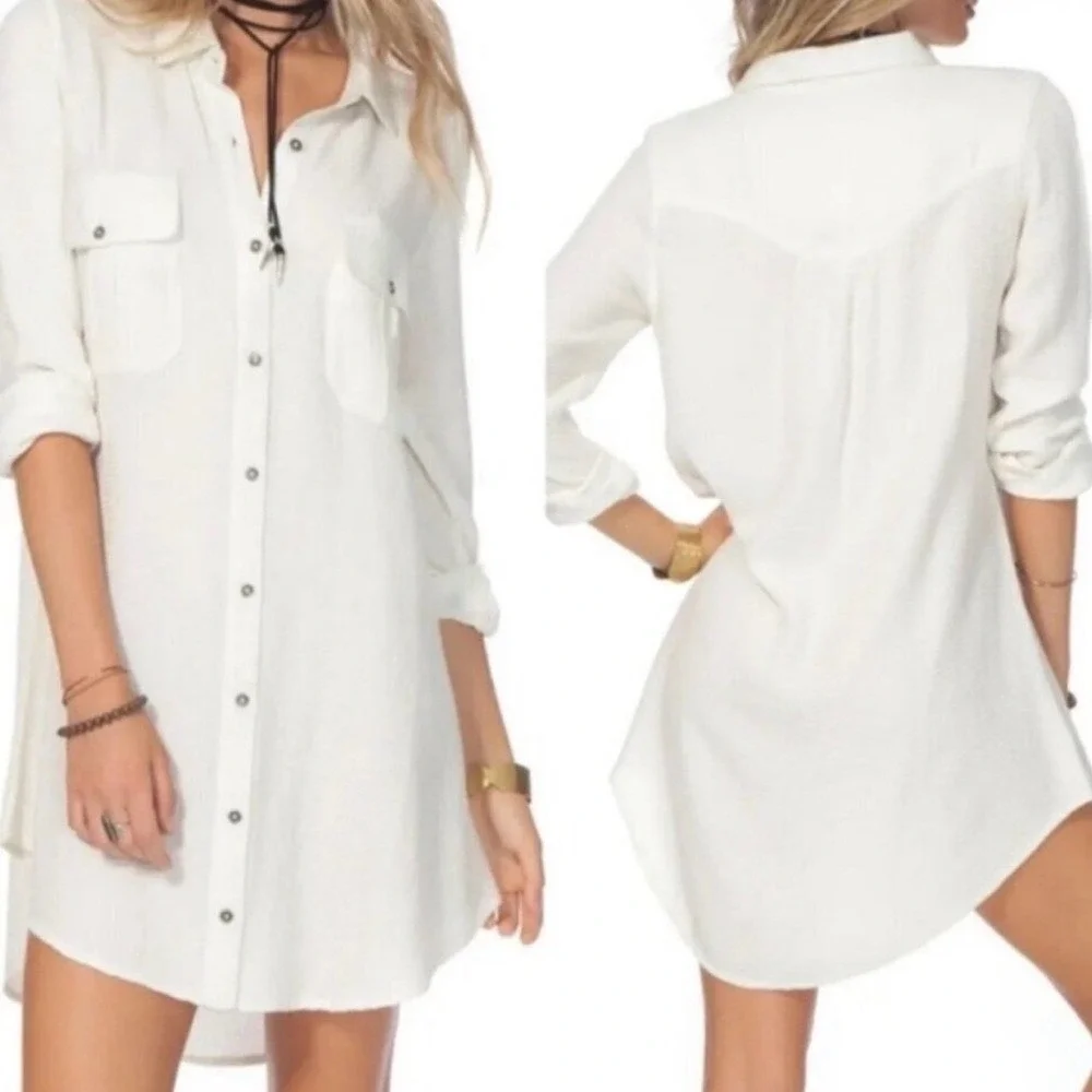 Rip Curl White Ava Shirt Dress‎