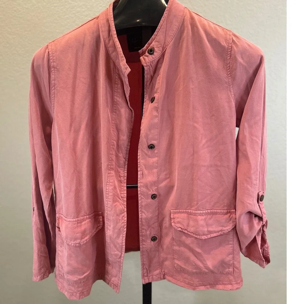 Sanctuary Pink‎ Utility Jacket Mandarin Collar Roll Tab Sleeve Size S