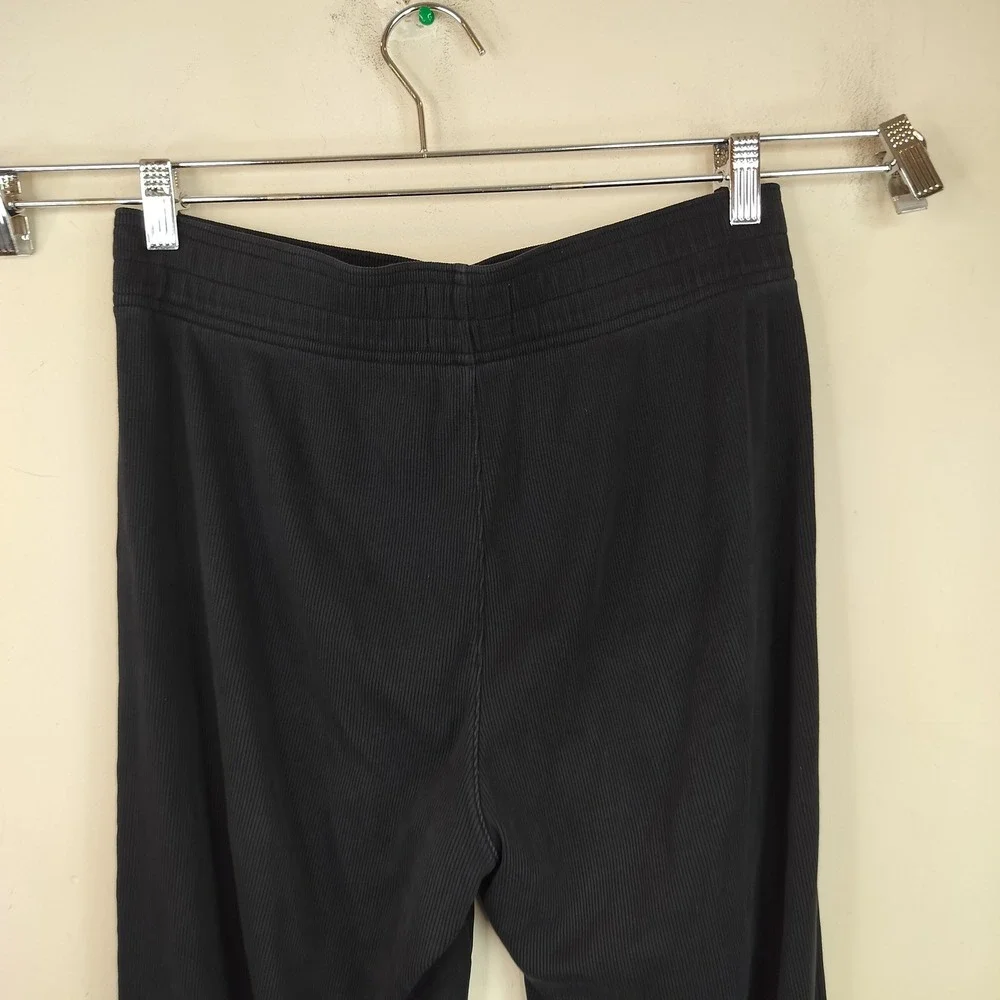 Everlane Ribbed Knit Pants Large Womens Organic Cotton Pull On Lounge Black