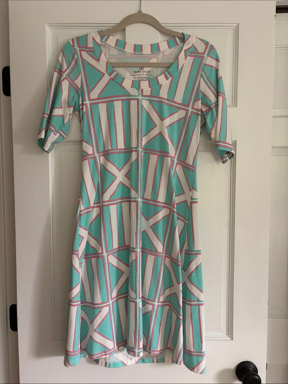 MAHI GOLD Aqua Geometric Knit Dress