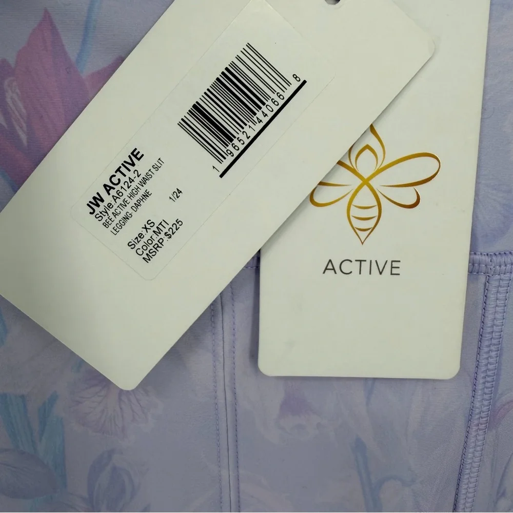 Johnny Was Active Floral Leggings XS‎ High Waist Bee Active Flare Slit Hem NWT