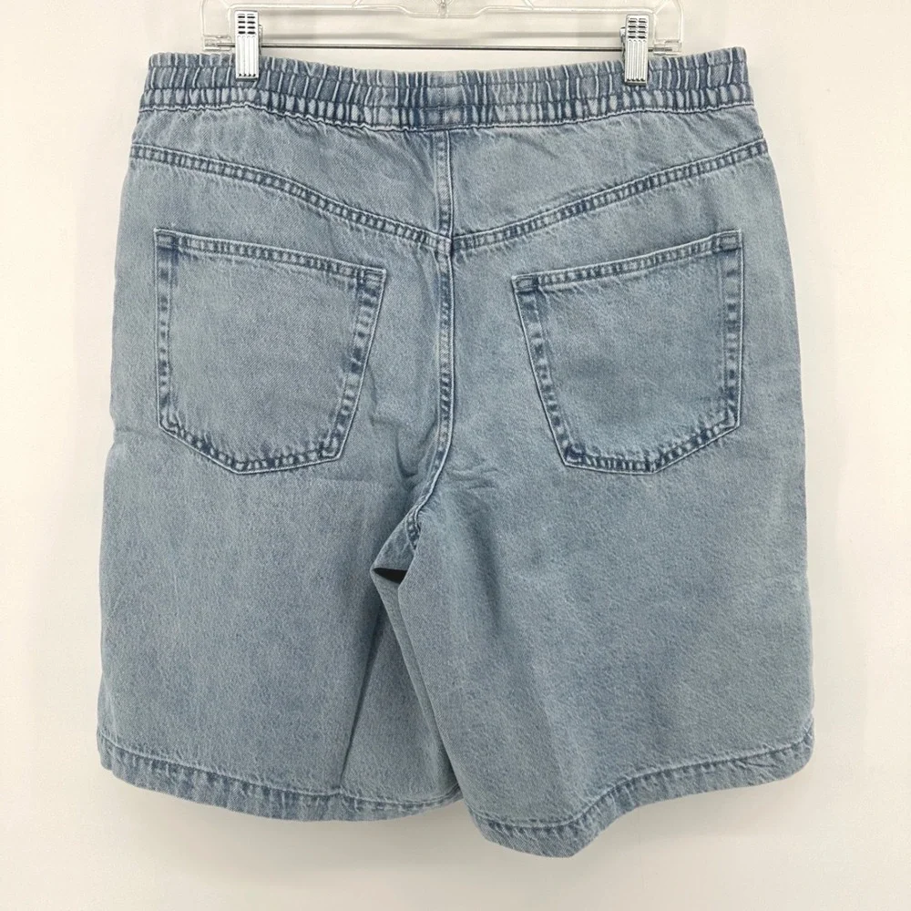 Gap Easy Denim Long Shorts Light Indigo Side Stripe 896140-00 Womens Large NWT