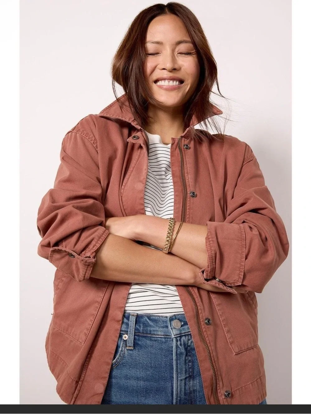 NWT Pistola Jessa oversized Utility jacket in Spice brown full zip Size medium