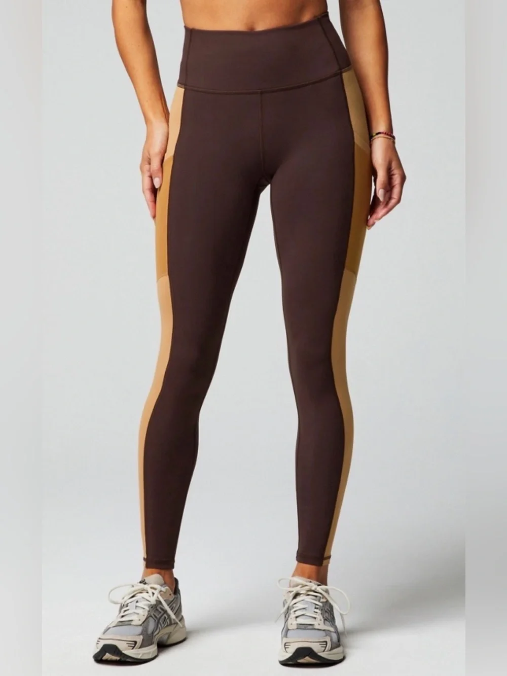 Fabletics PowerHold On-The-Go High Waisted Leggings Small Brown Colorblock