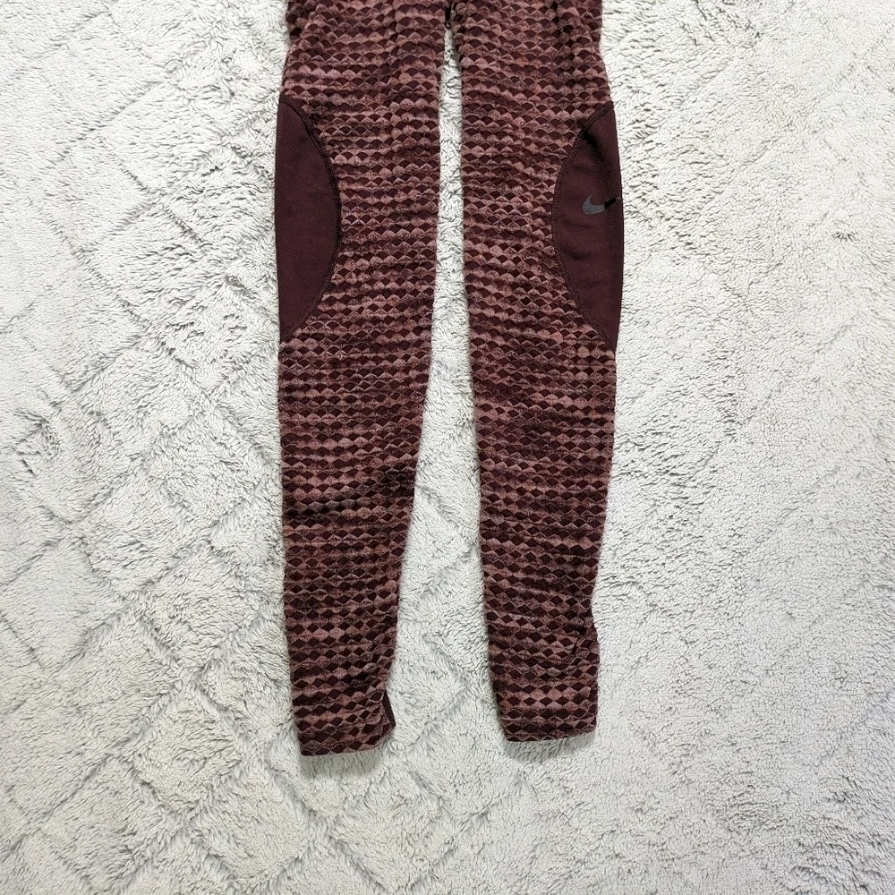 Nike Pro Tights Women's XS Red Burgundy Crush Hyperwarm Training Leggings