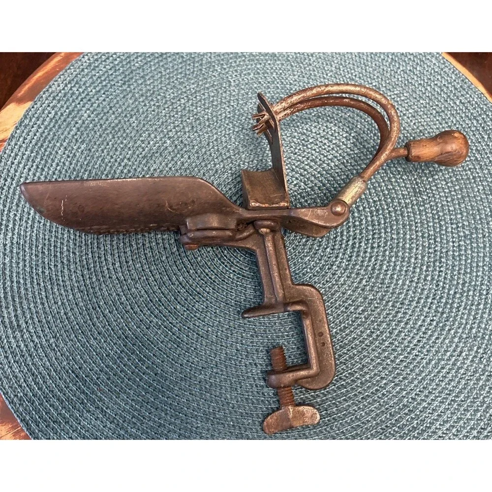 Goodell Co Primitive Dual Cherry Pitter (D5L) Cast Iron & Wood Pit Remover