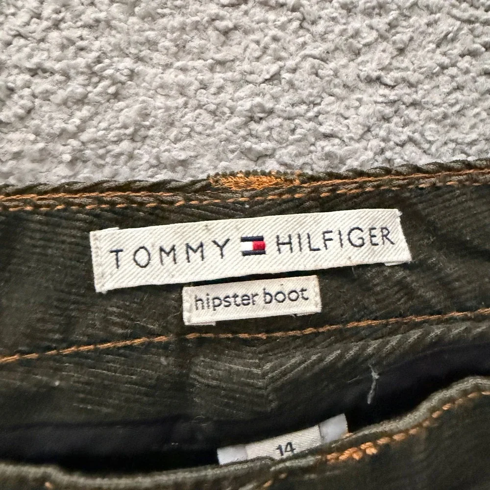 Vintage Y2K Tommy Hilfiger Boot Cut Dark Green Corduroys, Size 14