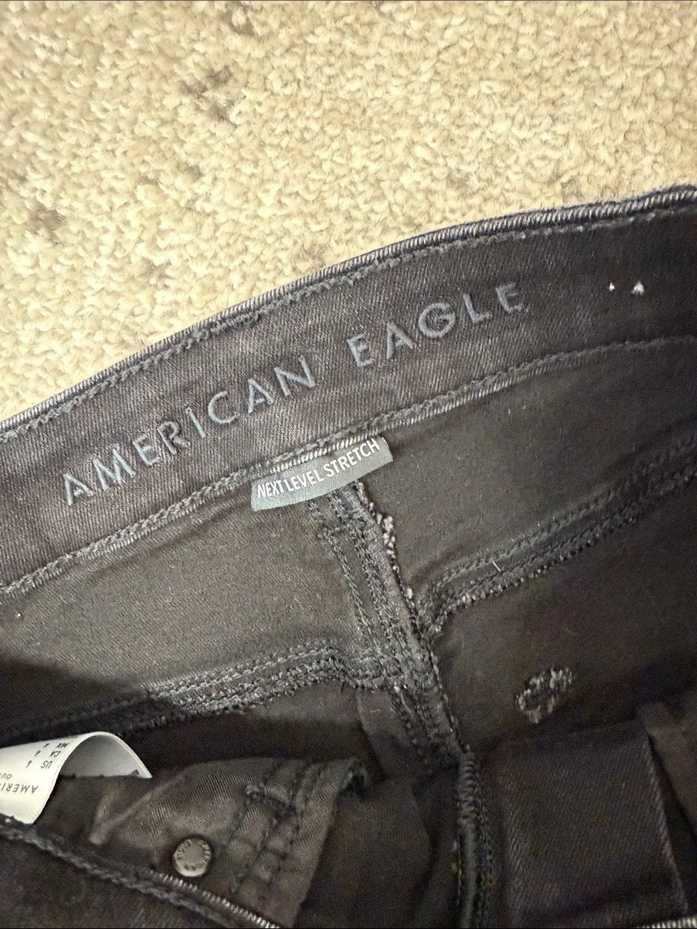 Black High-Rise Shortie Distressed Jean Shirts by American Eagle