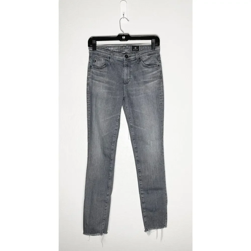 AG Womens The Prima Ankle MidRise Cigarette Ankle Split Hem Stretch Jean Raw Hem