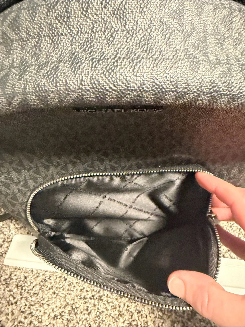Michael Kors Black Studded Backpack and Zip Wallet Set